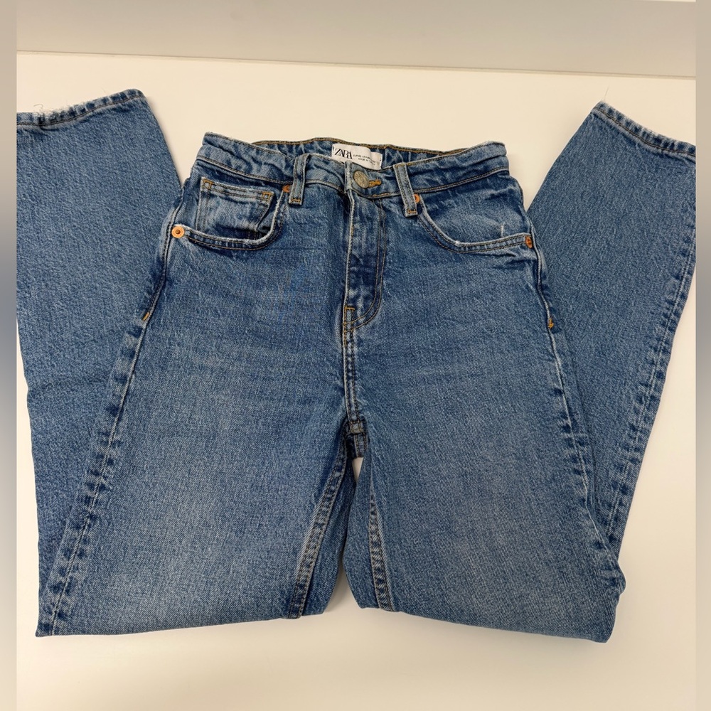 Zara High Rise Straight Leg Jeans